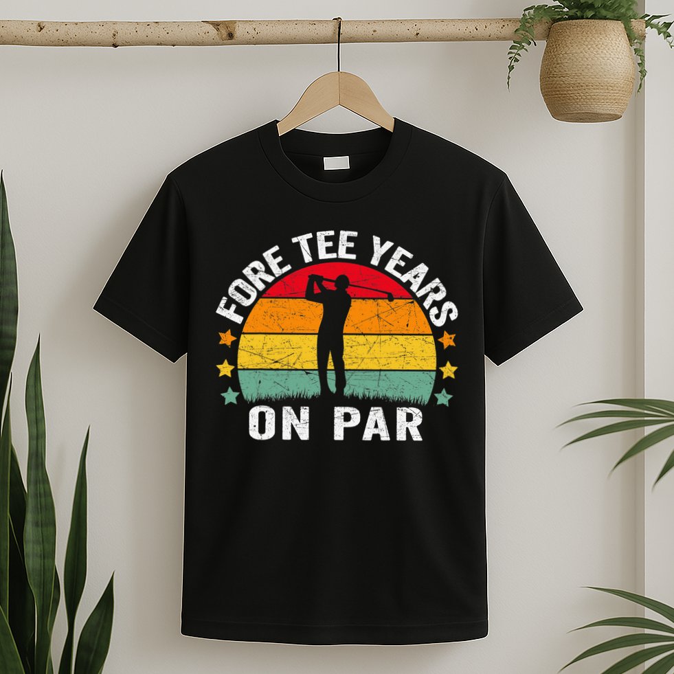 Golf 40th Birthday Pun Retro Vintage Look Who’S Fore Tee T-Shirt