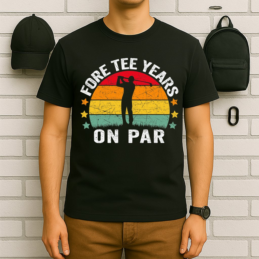 Golf 40th Birthday Pun Retro Vintage Look Who’S Fore Tee T-Shirt