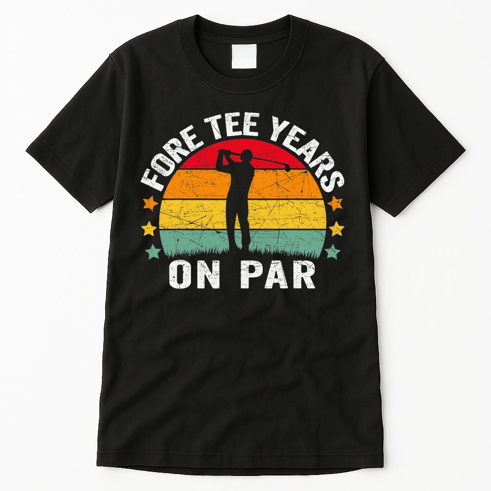 Golf 40th Birthday Pun Retro Vintage Look Who’S Fore Tee Tall T-Shirt
