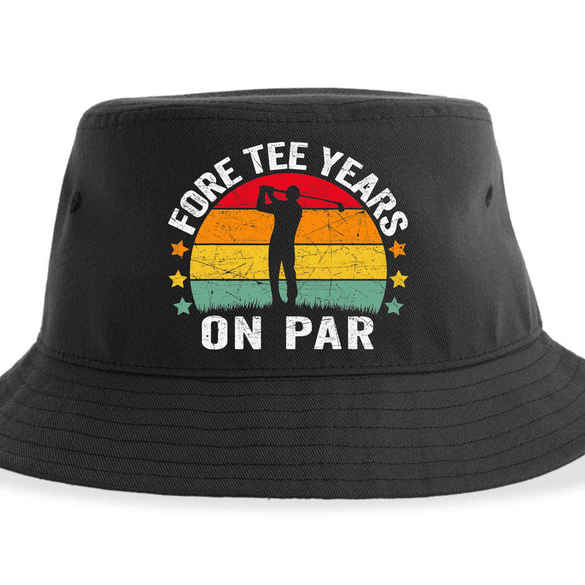 Golf 40th Birthday Pun Retro Vintage Look Who’S Fore Tee Sustainable Bucket Hat