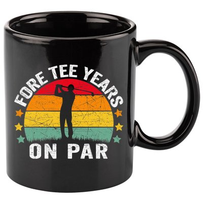 Golf 40th Birthday Pun Retro Vintage Look Who’S Fore Tee 11oz C Handle Ceramic Mug