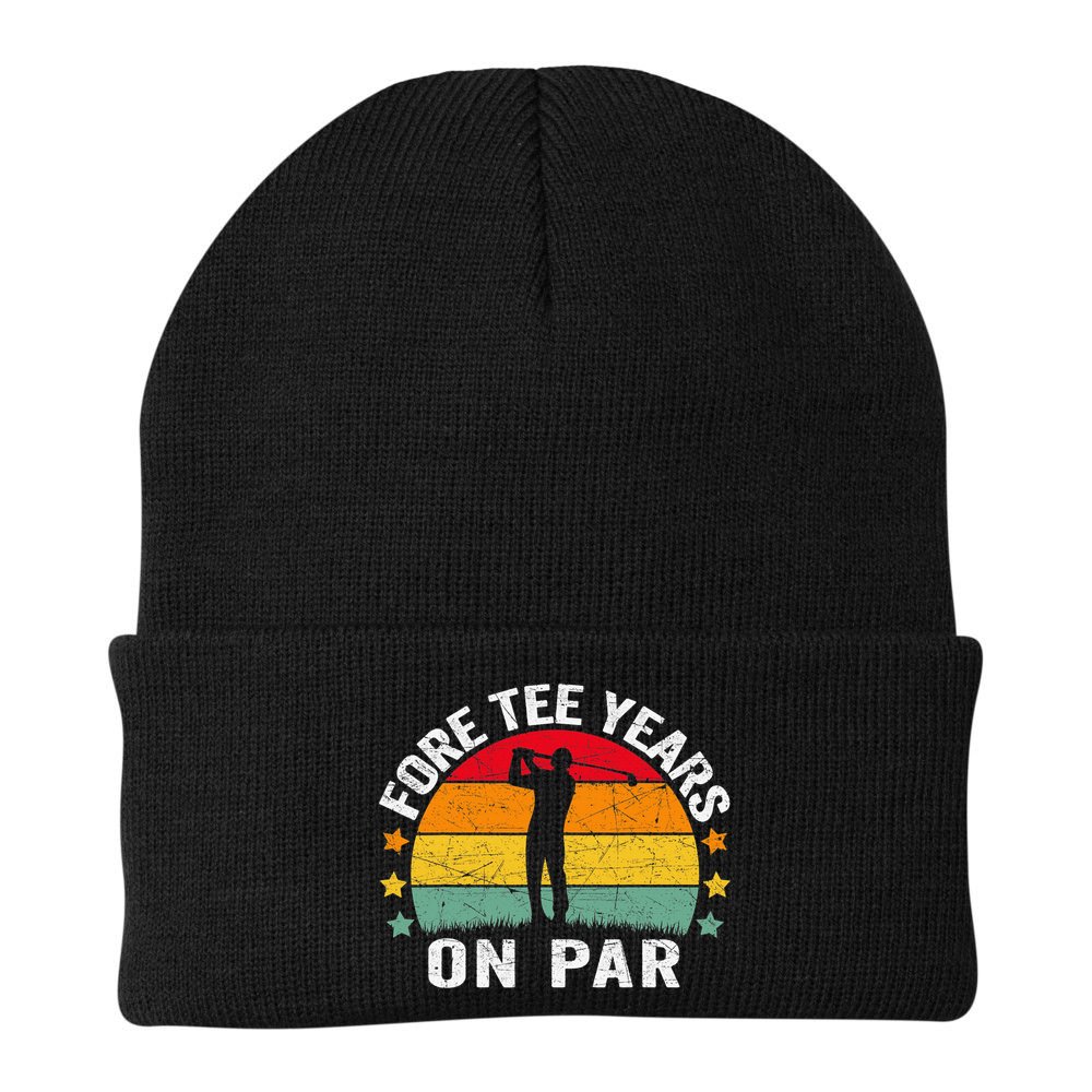 Golf 40th Birthday Pun Retro Vintage Look Who’S Fore Tee Beanie