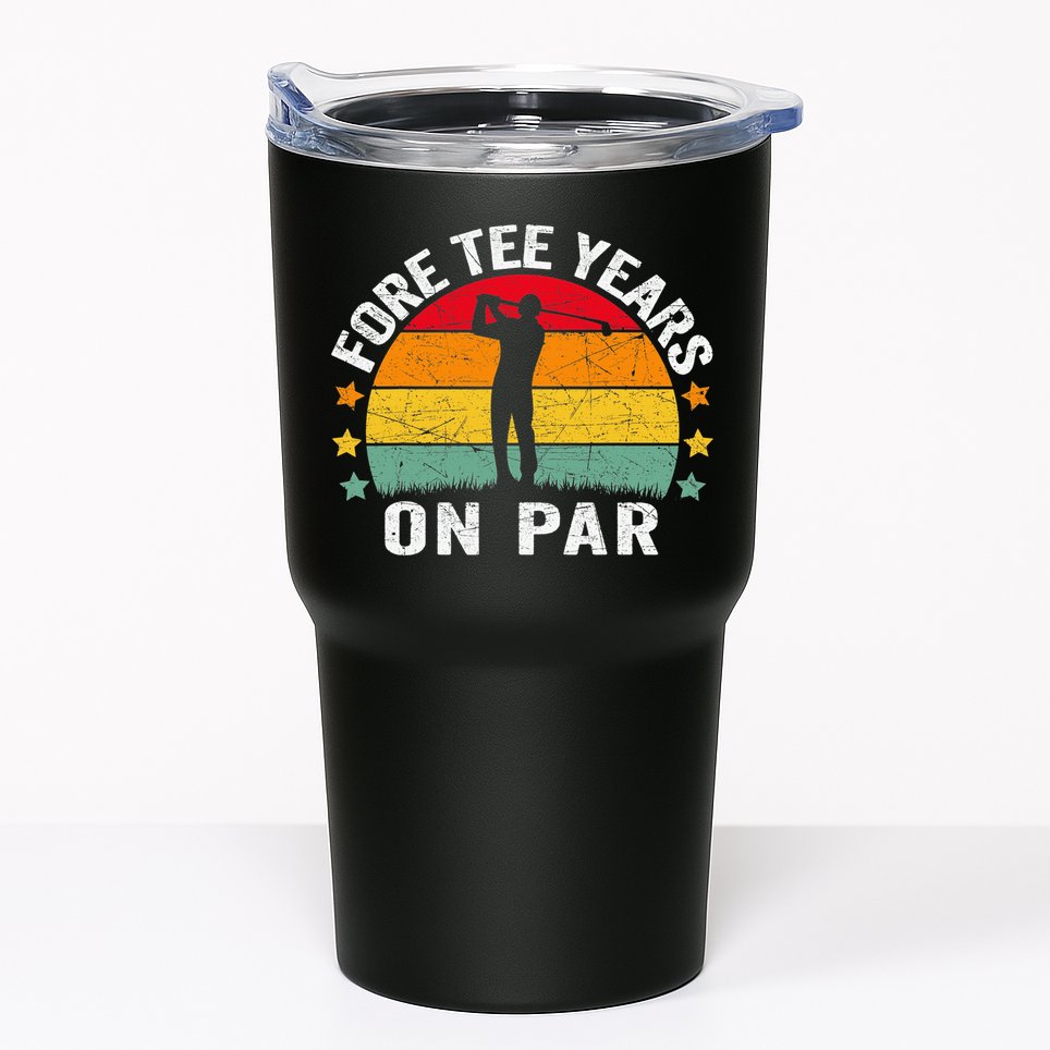 Golf 40th Birthday Pun Retro Vintage Look Who’S Fore Tee Tumbler