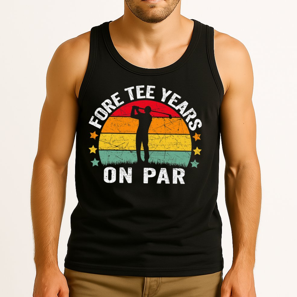 Golf 40th Birthday Pun Retro Vintage Look Who’S Fore Tee Tank Top