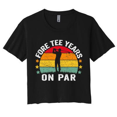 Golf 40th Birthday Pun Retro Vintage Look Who’S Fore Tee Women's Crop Top Tee