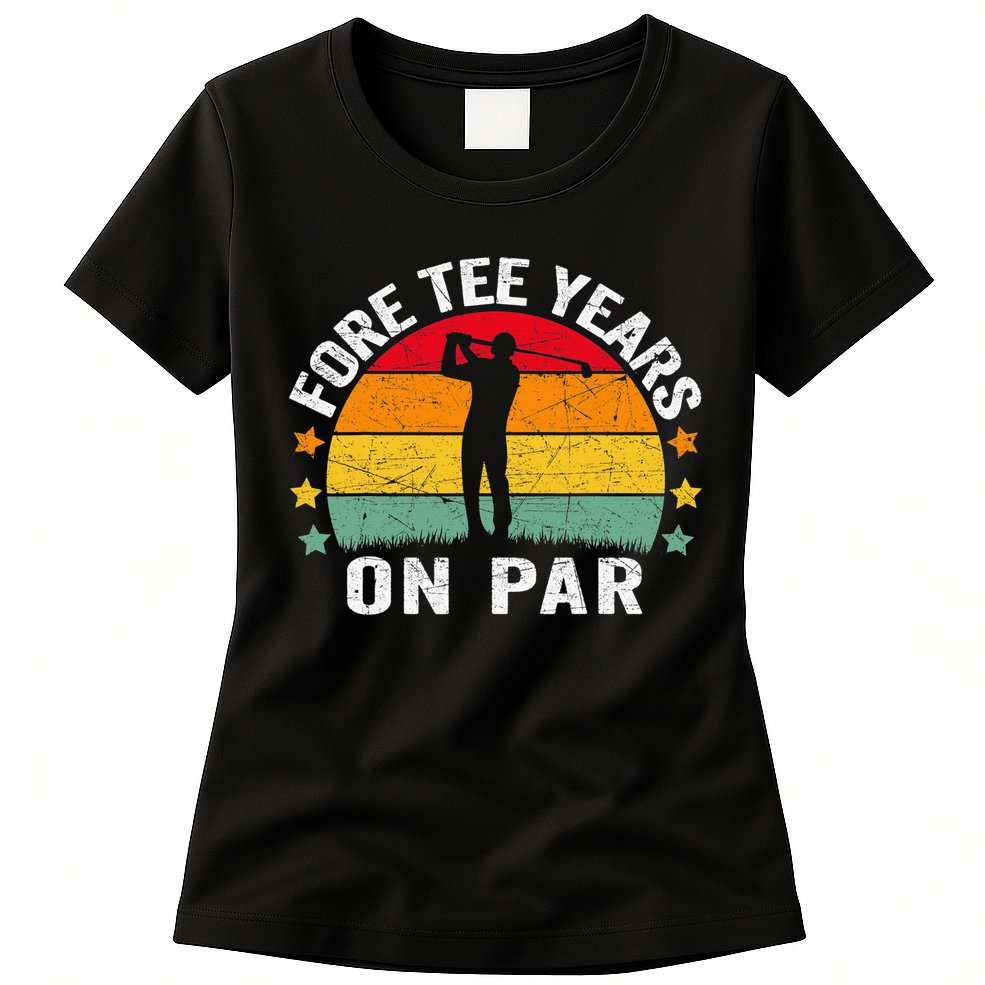 Golf 40th Birthday Pun Retro Vintage Look Who’S Fore Tee Womens T-Shirt