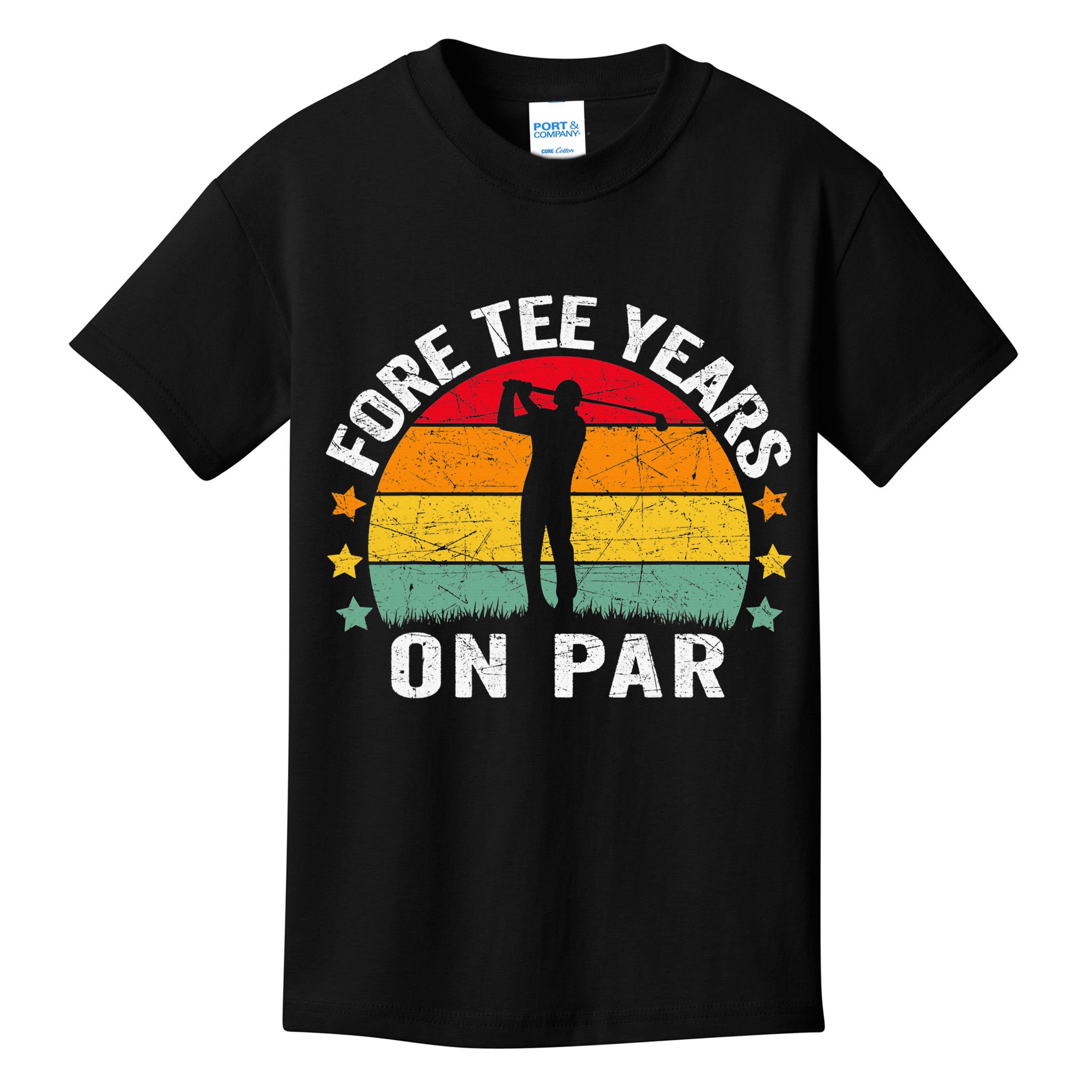 Golf 40th Birthday Pun Retro Vintage Look Who’S Fore Tee Kids T-Shirt