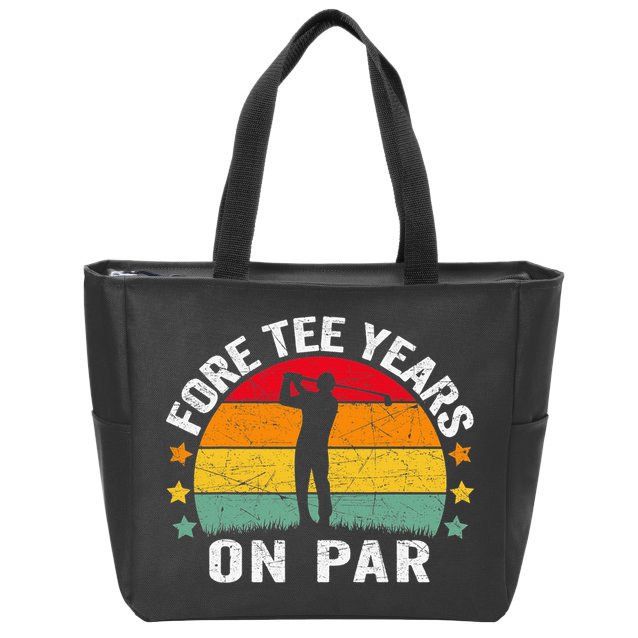 Golf 40th Birthday Pun Retro Vintage Look Who’S Fore Tee Zip Tote Bag