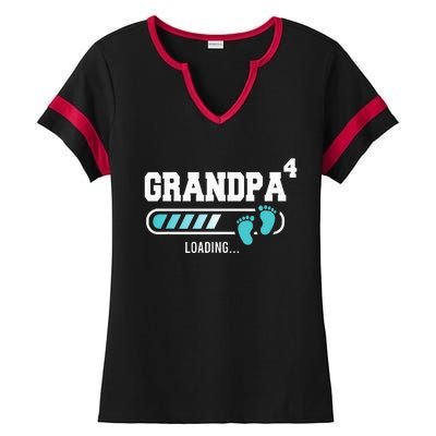 Grandpa 4 Fourth Time Grandpa Funny Grandpa Of Four Ladies Halftime Notch Neck Tee