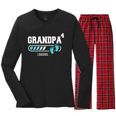 Grandpa 4 Fourth Time Grandpa Funny Grandpa Of Four Women's Long Sleeve Flannel Pajama Set 