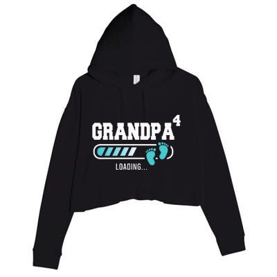 Grandpa 4 Fourth Time Grandpa Funny Grandpa Of Four Crop Fleece Hoodie