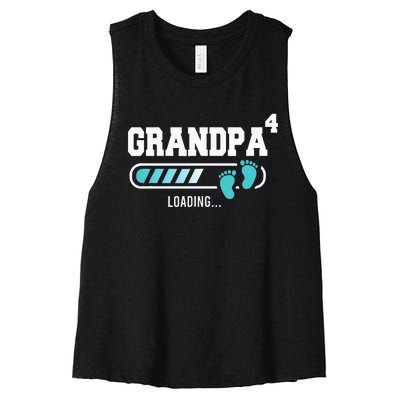 Grandpa 4 Fourth Time Grandpa Funny Grandpa Of Four Women's Racerback Cropped Tank