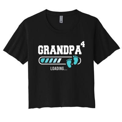 Grandpa 4 Fourth Time Grandpa Funny Grandpa Of Four Women's Crop Top Tee