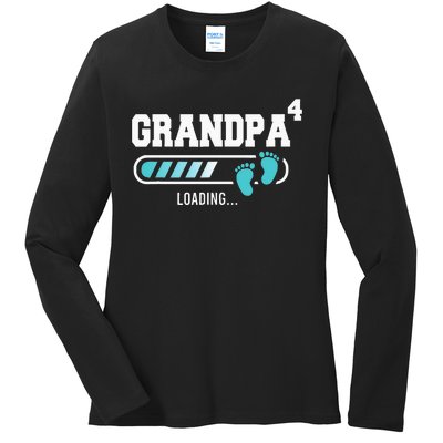 Grandpa 4 Fourth Time Grandpa Funny Grandpa Of Four Ladies Long Sleeve Shirt