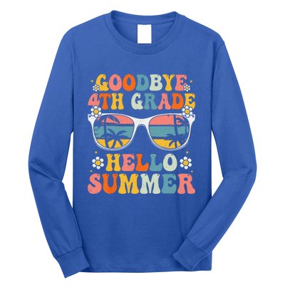 Goodbye 4th Grade Hello Summer Groovy Fourth Grade Graduate Long Sleeve Shirt