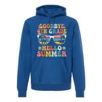 Goodbye 4th Grade Hello Summer Groovy Fourth Grade Graduate Premium Hoodie