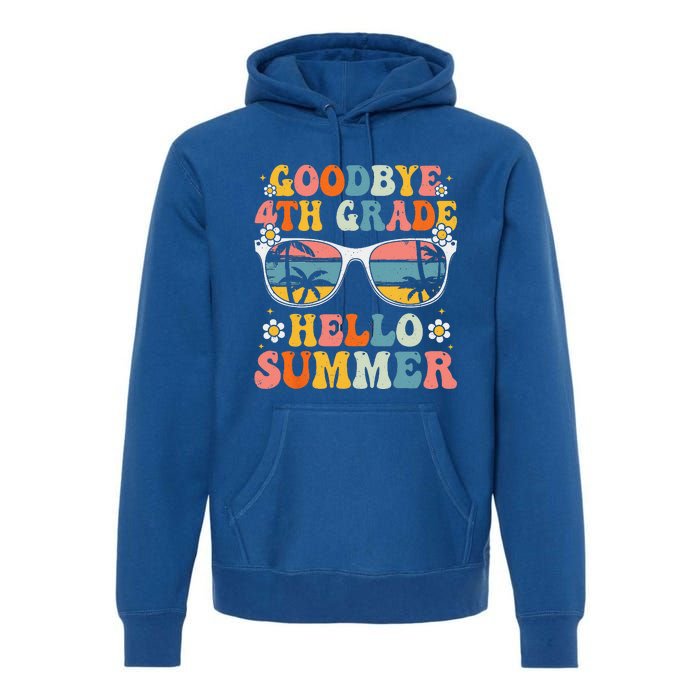 Goodbye 4th Grade Hello Summer Groovy Fourth Grade Graduate Premium Hoodie