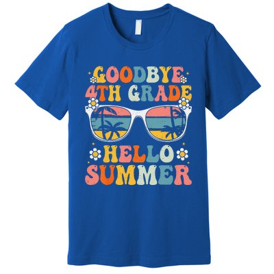 Goodbye 4th Grade Hello Summer Groovy Fourth Grade Graduate Premium T-Shirt