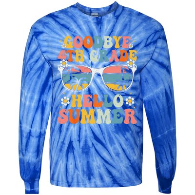 Goodbye 4th Grade Hello Summer Groovy Fourth Grade Graduate Tie-Dye Long Sleeve Shirt