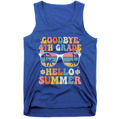 Goodbye 4th Grade Hello Summer Groovy Fourth Grade Graduate Tank Top