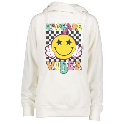 Girl 4th Grade Vibes Smile Face Back To School Fourth Grade Womens Funnel Neck Pullover Hood