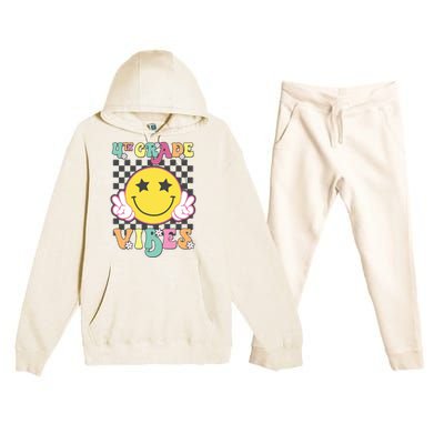 Girl 4th Grade Vibes Smile Face Back To School Fourth Grade Premium Hooded Sweatsuit Set