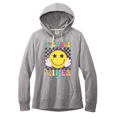 Girl 4th Grade Vibes Smile Face Back To School Fourth Grade Women's Fleece Hoodie