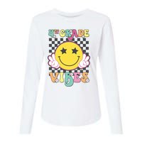 Girl 4th Grade Vibes Smile Face Back To School Fourth Grade Womens Cotton Relaxed Long Sleeve T-Shirt