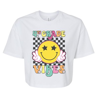 Girl 4th Grade Vibes Smile Face Back To School Fourth Grade Bella+Canvas Jersey Crop Tee