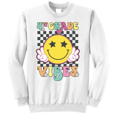 Girl 4th Grade Vibes Smile Face Back To School Fourth Grade Sweatshirt