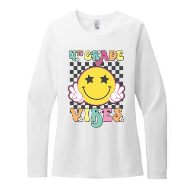 Girl 4th Grade Vibes Smile Face Back To School Fourth Grade Womens CVC Long Sleeve Shirt