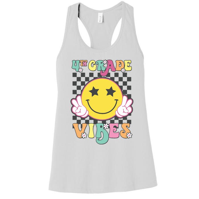 Girl 4th Grade Vibes Smile Face Back To School Fourth Grade Women's Racerback Tank