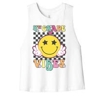 Girl 4th Grade Vibes Smile Face Back To School Fourth Grade Women's Racerback Cropped Tank