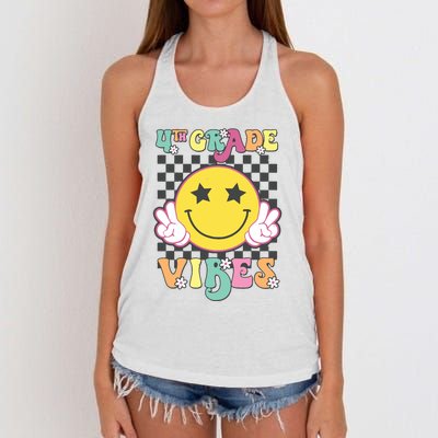 Girl 4th Grade Vibes Smile Face Back To School Fourth Grade Women's Knotted Racerback Tank