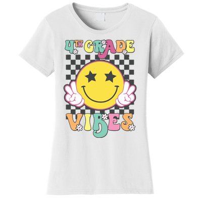 Girl 4th Grade Vibes Smile Face Back To School Fourth Grade Women's T-Shirt