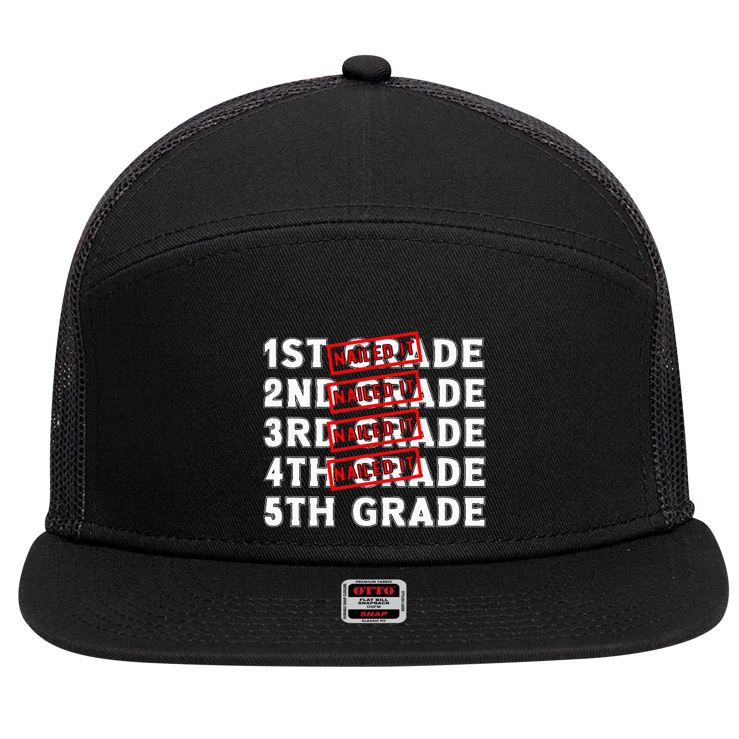 Goodbye 4th Grade Graduation Last Day School Hello 5th Grade 7 Panel Mesh Trucker Snapback Hat
