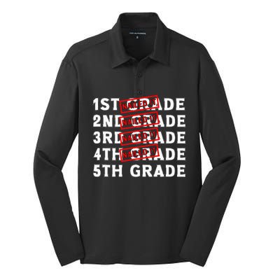 Goodbye 4th Grade Graduation Last Day School Hello 5th Grade Silk Touch Performance Long Sleeve Polo