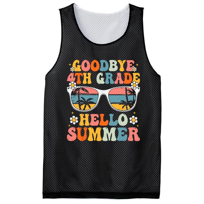 Goodbye 4th Grade Hello Summer Groovy Fourth Grade Graduate Mesh Reversible Basketball Jersey Tank