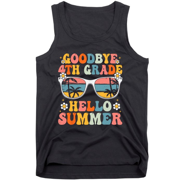 Goodbye 4th Grade Hello Summer Groovy Fourth Grade Graduate Tank Top