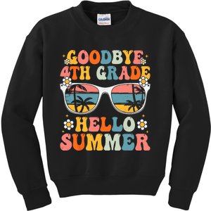 Goodbye 4th Grade Hello Summer Groovy Fourth Grade Graduate Kids Sweatshirt