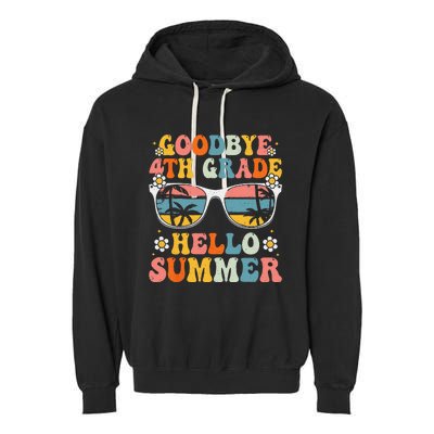 Goodbye 4th Grade Hello Summer Groovy Fourth Grade Graduate Garment-Dyed Fleece Hoodie