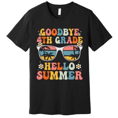 Goodbye 4th Grade Hello Summer Groovy Fourth Grade Graduate Premium T-Shirt