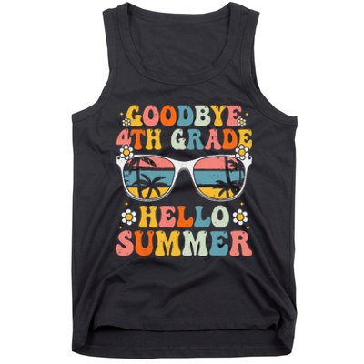 Goodbye 4th Grade Hello Summer Groovy Fourth Grade Graduate Tank Top