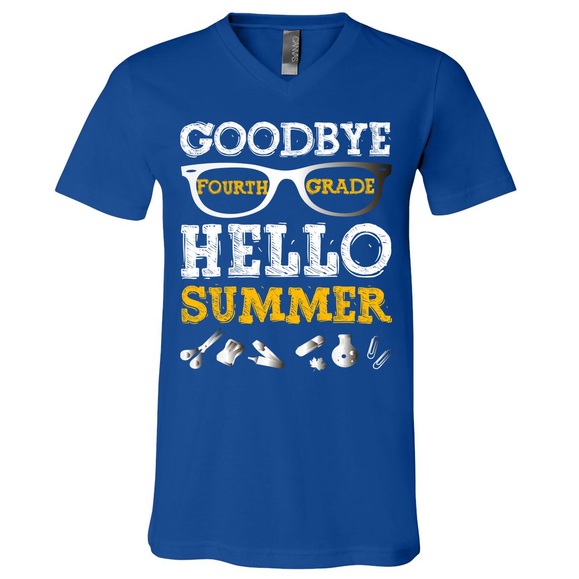Goodbye 4Th Grade Hello Summer Gift Fourth Grade Graduate Gift V-Neck T-Shirt