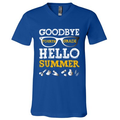 Goodbye 4Th Grade Hello Summer Gift Fourth Grade Graduate Gift V-Neck T-Shirt