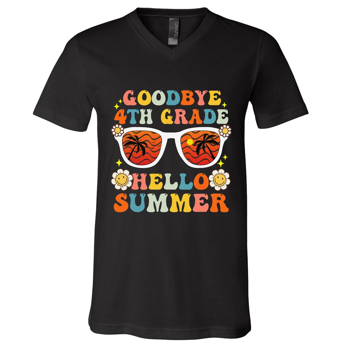 Goodbye 4th Grade Hello Summer Funny Fourth Grade Graduate V-Neck T-Shirt