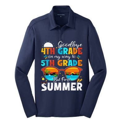 Goodbye 4th Grade Graduation To 5th Grade Hello Summer Silk Touch Performance Long Sleeve Polo