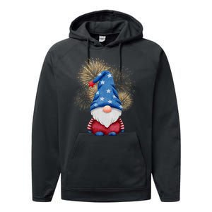 Gnome 4th Of July Firework Performance Fleece Hoodie