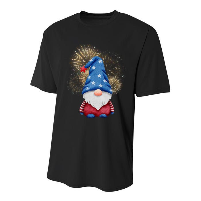Gnome 4th Of July Firework Youth Performance Sprint T-Shirt