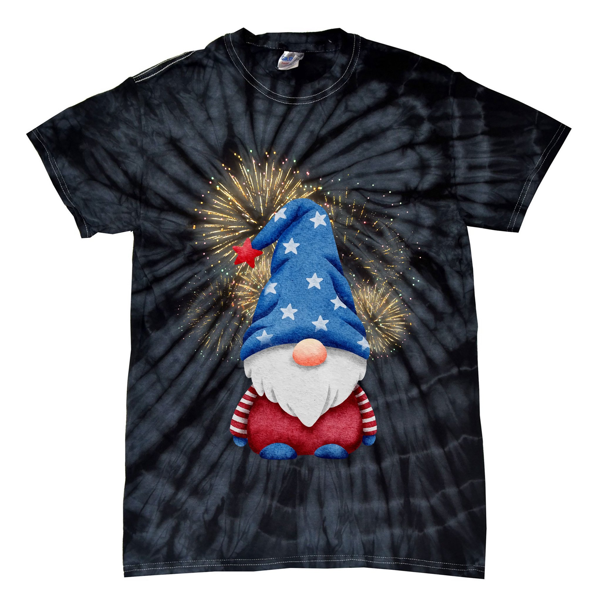 Gnome 4th Of July Firework Tie-Dye T-Shirt